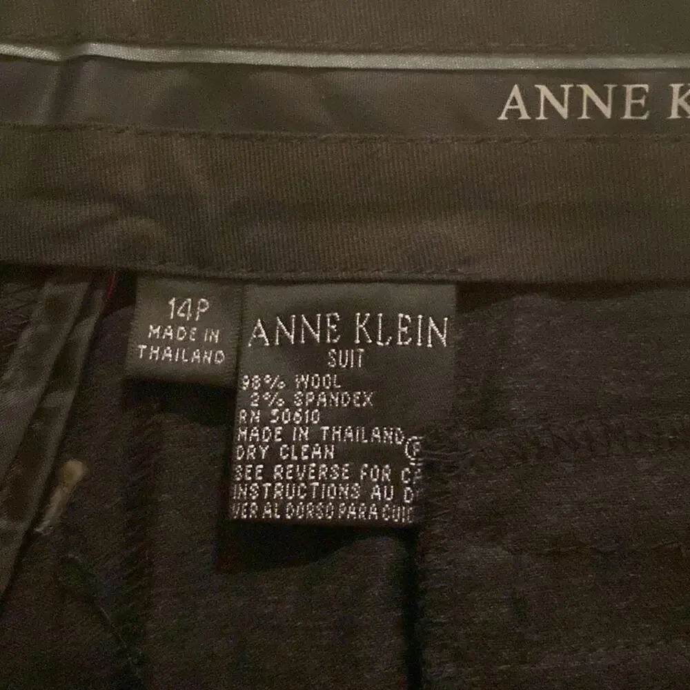 Anne Klein Black Wool Suit Pants/Trousers Flat Front EUC Sz 14P Business - Picture 2 of 10